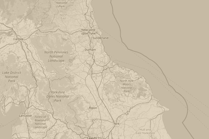 Map of the area around Stockton-on-Tees, UK, centred on the reported position