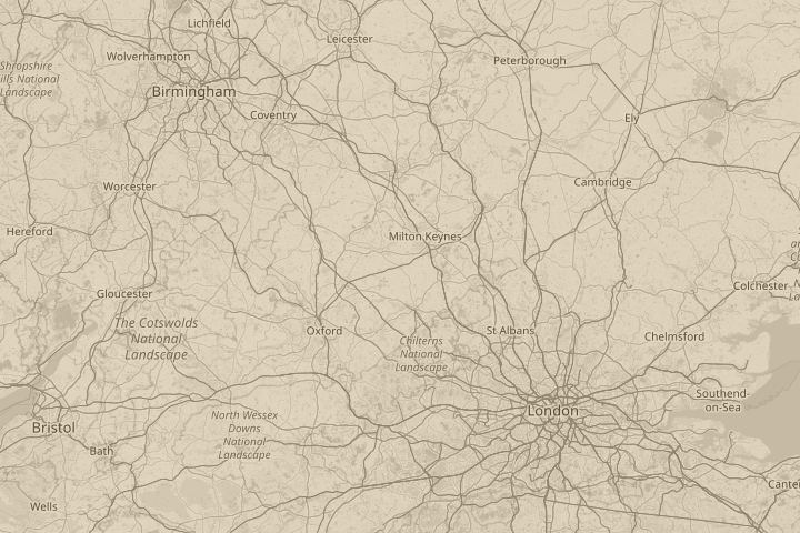 Map of the area around Winslow, UK, centred on the reported position
