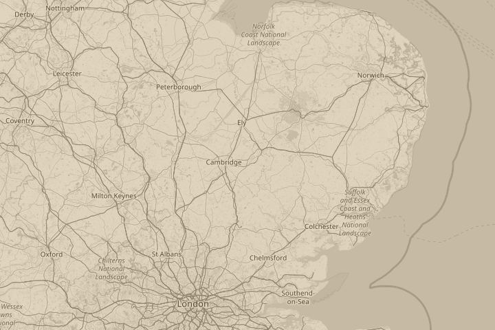 Map of the area around newmarket suffolk, centred on the reported position