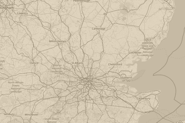 Map of the area around Hoddesdon, Herts. UK, centred on the reported position