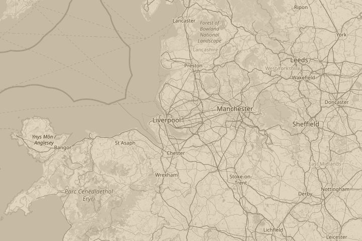 Map of the area around Huyton Merseyside, centred on the reported position