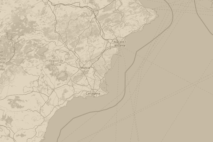 Map of the area around Orihuela, Spain, centred on the reported position