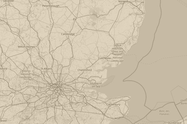 Map of the area around above Kelvedon in essex, centred on the reported position