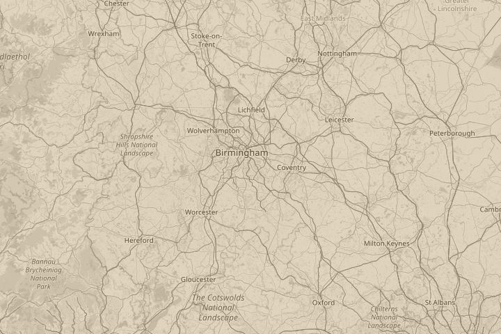 Map of the area around Shirley West Midlands, centred on the reported position