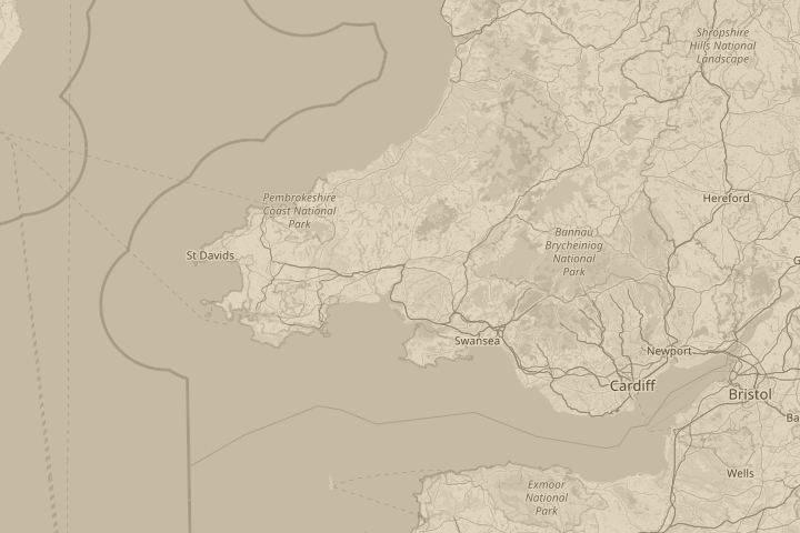 Map of the area around Carmarthen, centred on the reported position