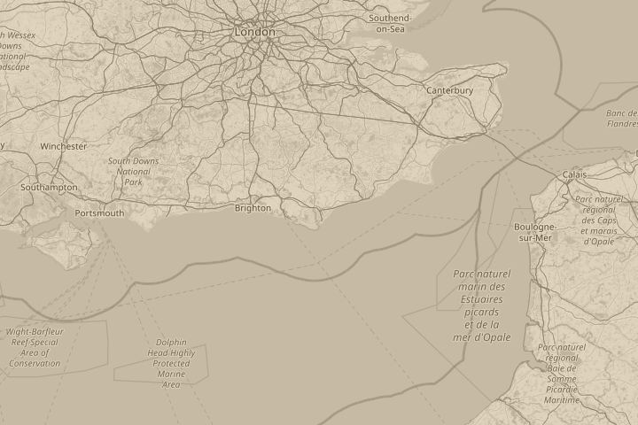 Map of the area around Eastbourne, centred on the reported position