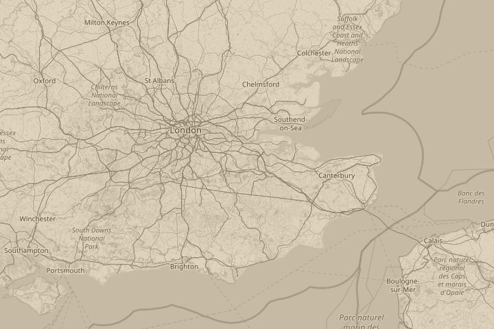 Map of the area around Vigo Village, kent, centred on the reported position