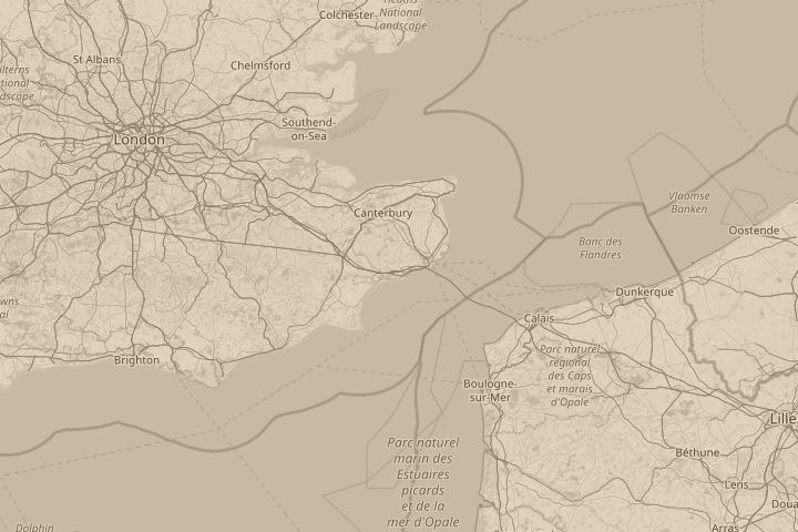 Map of the area around Hawkinge, Folkestone, centred on the reported position