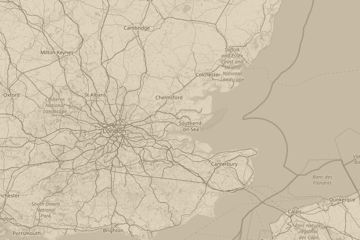 Map of the area around flying over my garden, centred on the reported position
