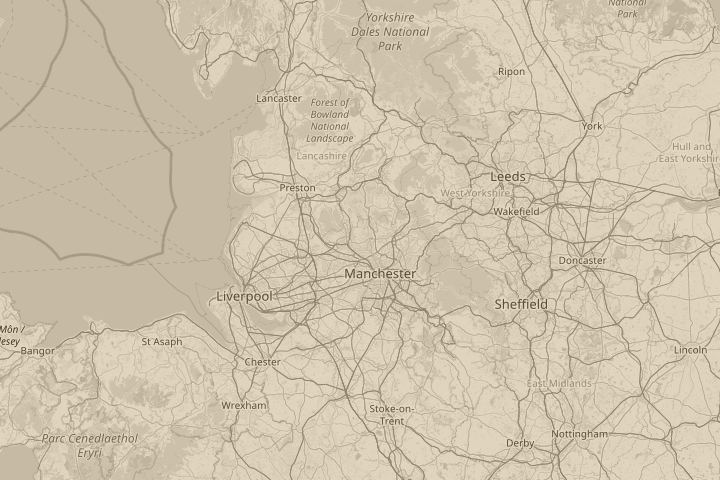 Map of the area around in uk england manchester, centred on the reported position