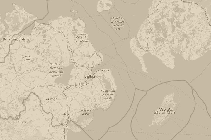 Map of the area around Bangor, centred on the reported position