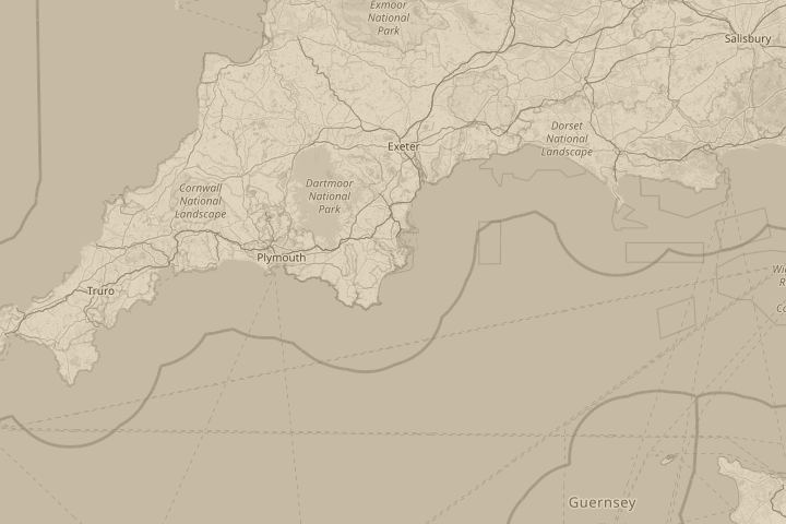 Map of the area around Dartmouth, Devon, centred on the reported position