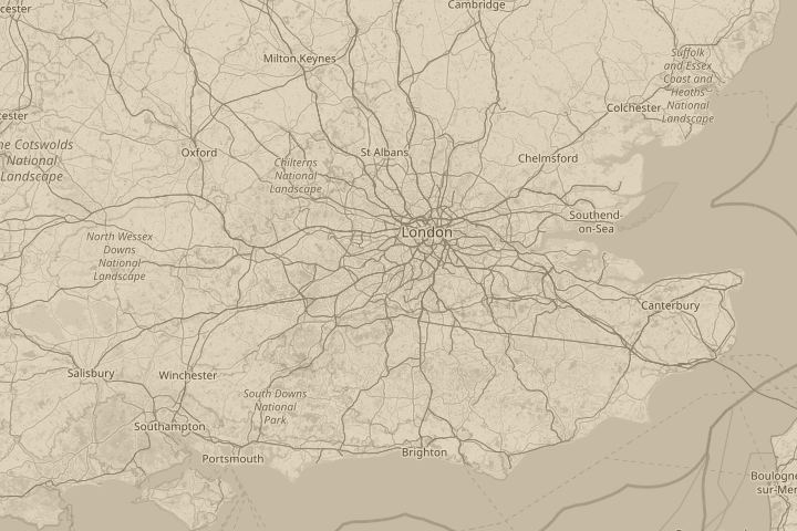 Map of the area around New Malden, Surrey, centred on the reported position