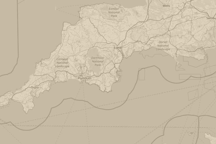 Map of the area around Dartington, devon, centred on the reported position