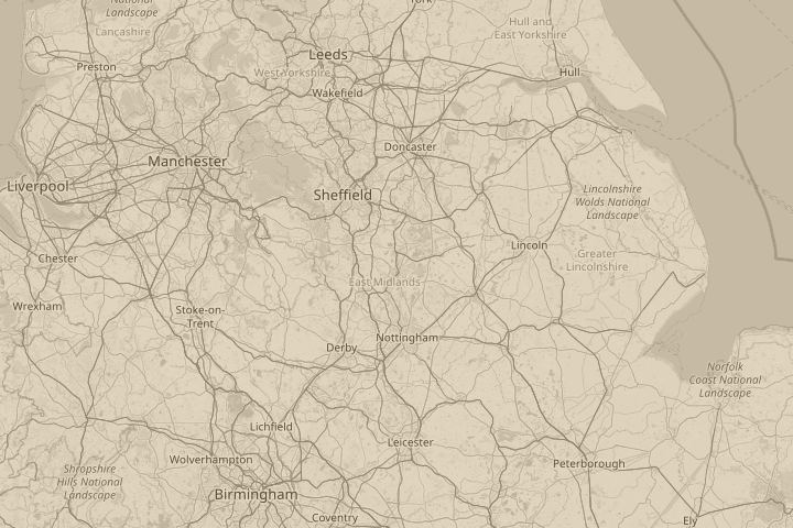 Map of the area around pass over the house, centred on the reported position