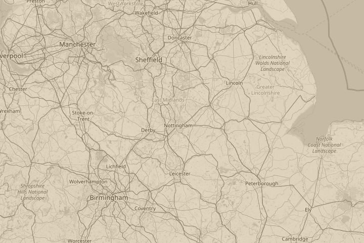 Map of the area around Carlton notttingham, centred on the reported position