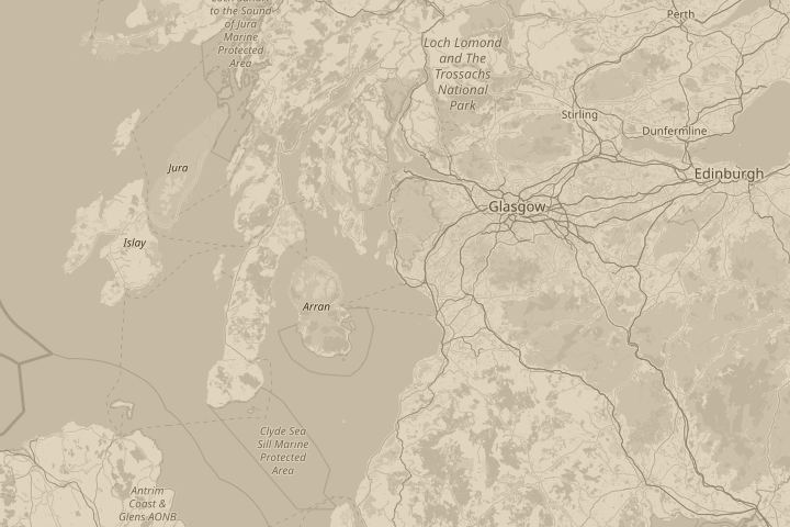 Map of the area around in the sky over West Kilbride, centred on the reported position
