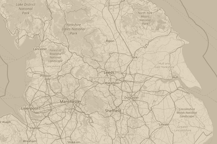 Map of the area around leeds, centred on the reported position