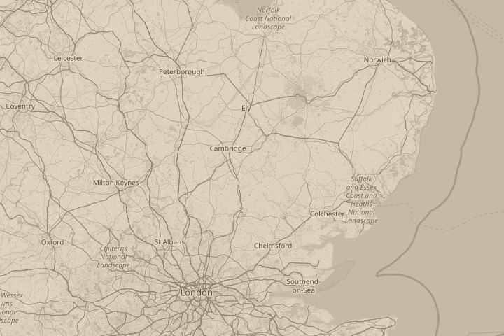 Map of the area around Linton, cambridge, centred on the reported position