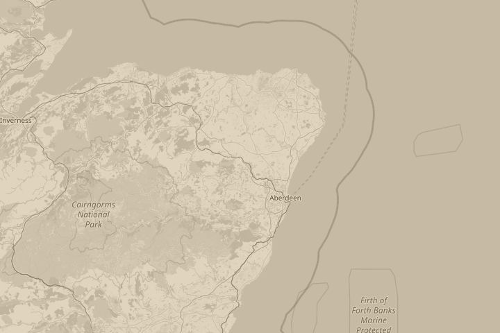 Map of the area around inverurie, centred on the reported position