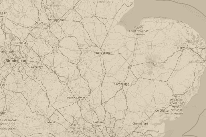 Map of the area around east of irthlingborough, centred on the reported position