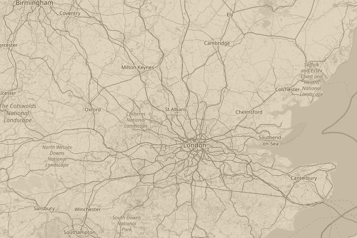 Map of the area around In the sky while driving., centred on the reported position