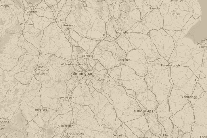 Map of the area around Nuneaton, centred on the reported position