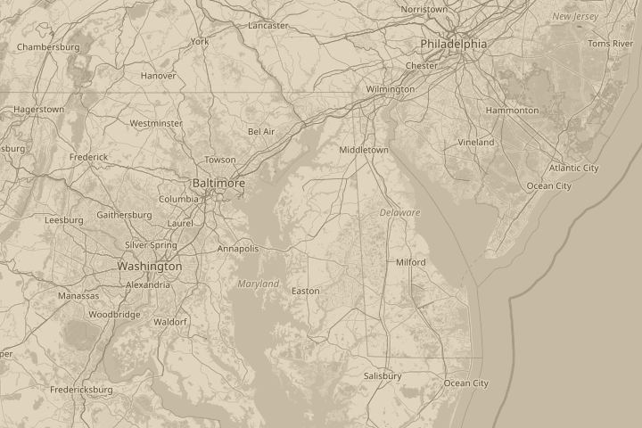 Map of the area around Churchhill,Md., centred on the reported position
