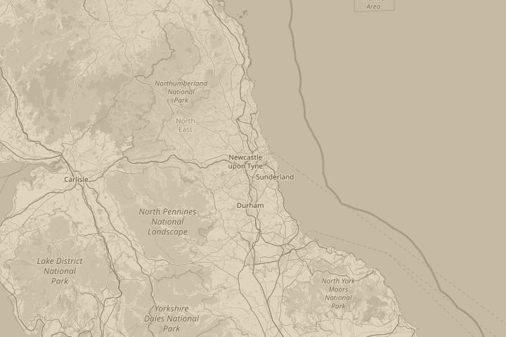 Map of the area around gateshead,tyne and wear, centred on the reported position