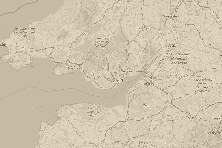 Map of the area around Garth Mountain, South Wales, centred on the reported position