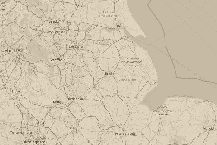 Map of the area around in back gardan in lincoln, centred on the reported position