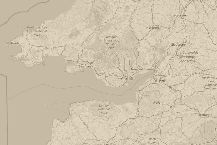 Map of the area around Heol-y-cyw, centred on the reported position