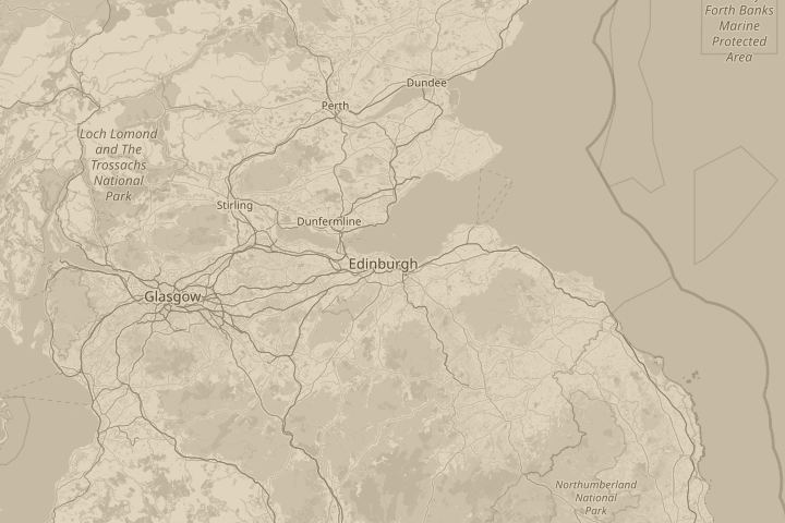Map of the area around edinburgh, scotland, centred on the reported position