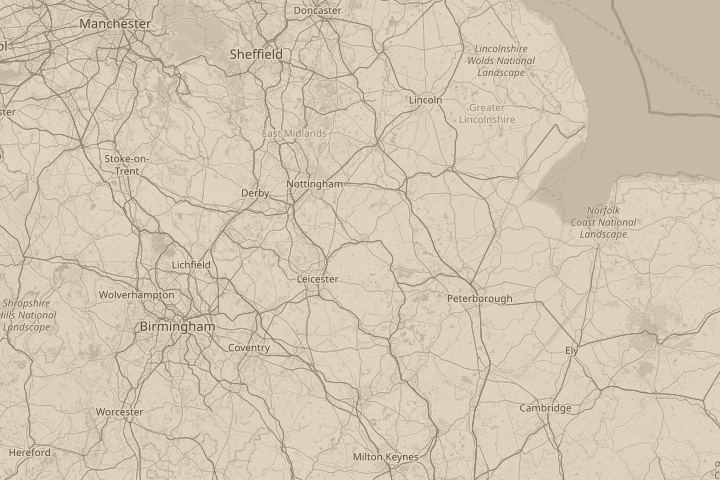 Map of the area around leicestershire melton mowbray, centred on the reported position