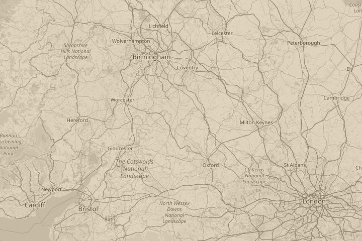 Map of the area around over London, centred on the reported position