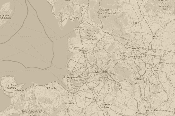 Map of the area around chorley, lancashire, centred on the reported position