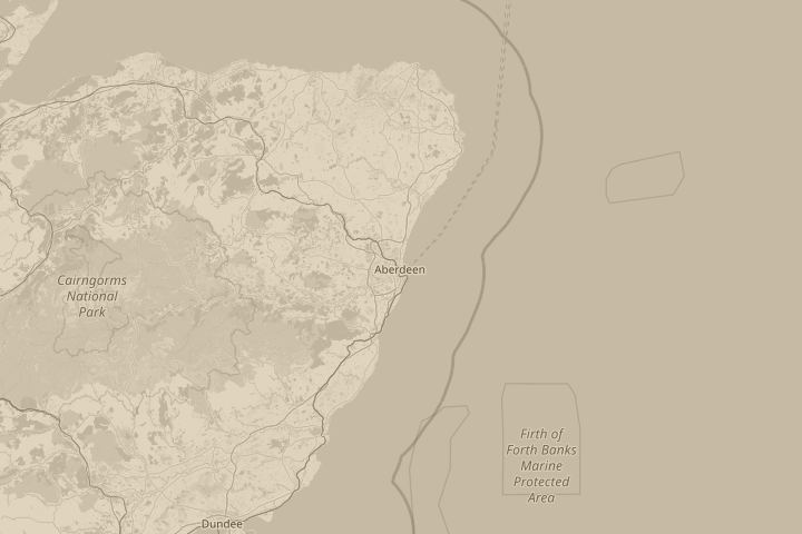 Map of the area around Aberdeen Scotland, centred on the reported position