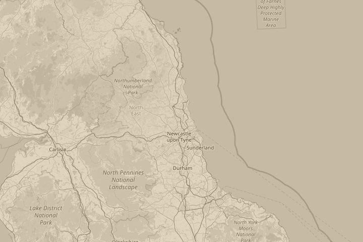 Map of the area around Southfield Green Cramlington, centred on the reported position