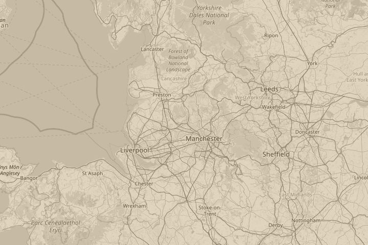 Map of the area around bolton, centred on the reported position