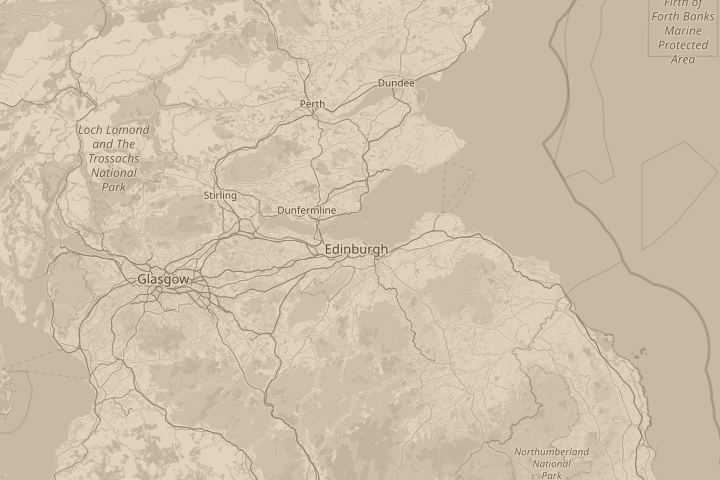 Map of the area around Edinburgh, centred on the reported position