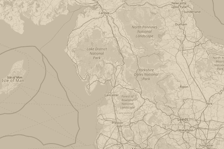 Map of the area around Cumbria, UK, centred on the reported position