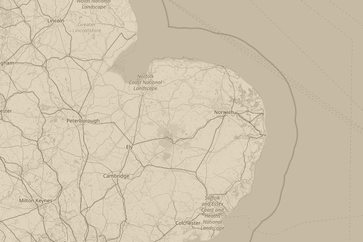 Map of the area around watton in norfolk, centred on the reported position
