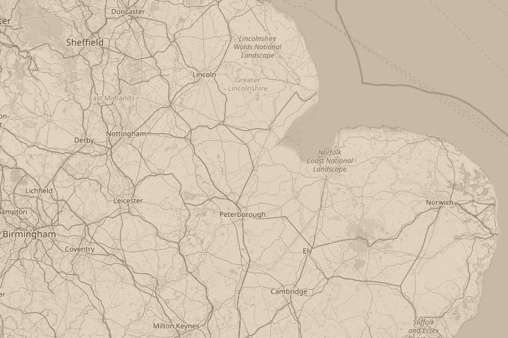 Map of the area around above spalding erea lincs, centred on the reported position