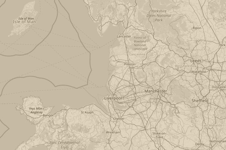 Map of the area around southport england, centred on the reported position