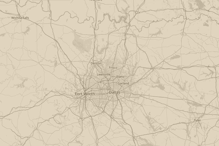 Map of the area around Carrollton, Texa, centred on the reported position
