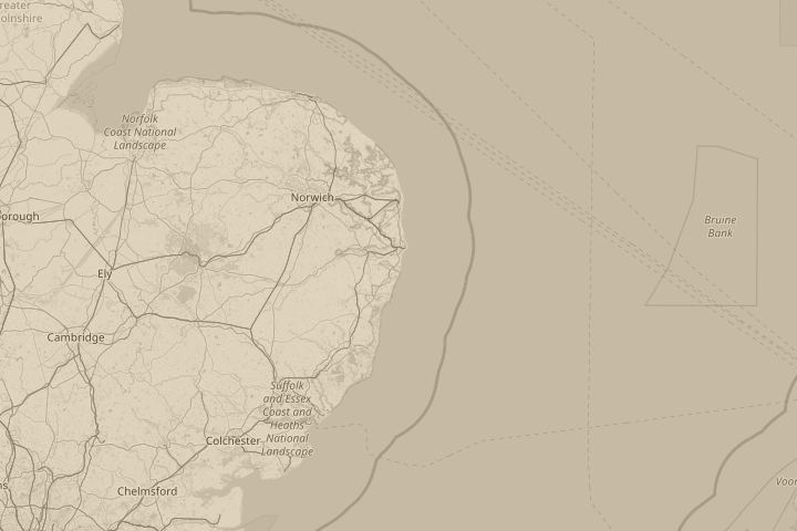 Map of the area around kessingland, suffolk, centred on the reported position