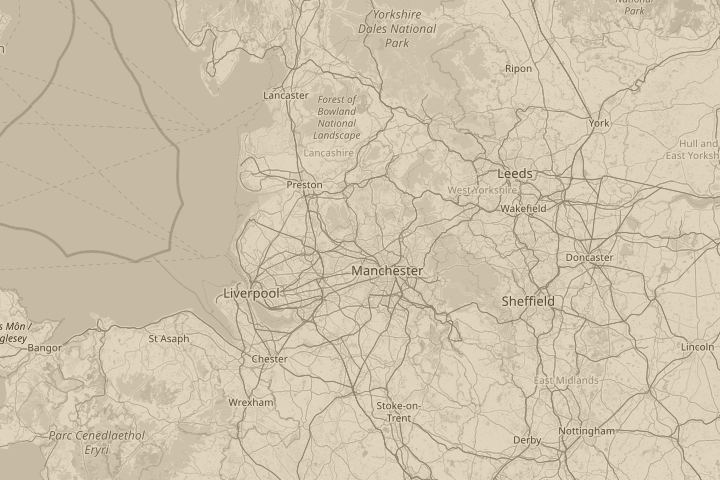 Map of the area around Bolton, centred on the reported position
