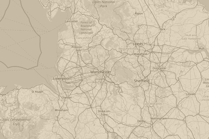 Map of the area around UK manchetser, centred on the reported position