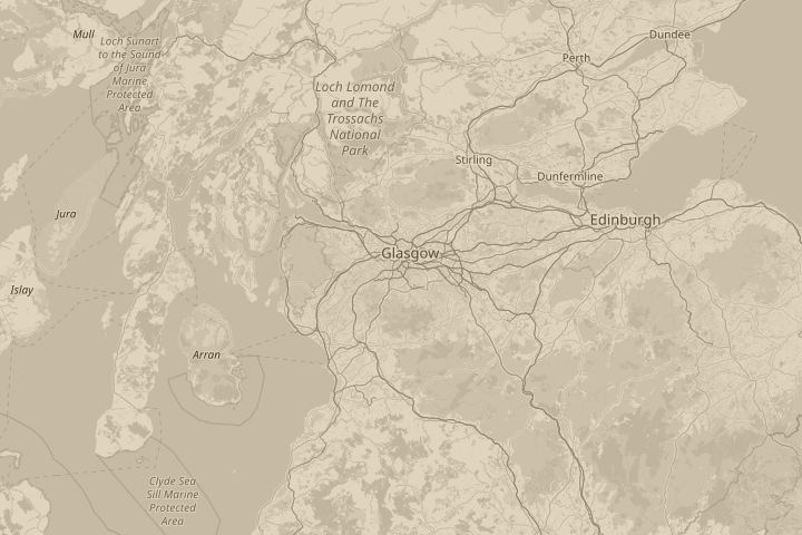 Map of the area around glasgow, centred on the reported position