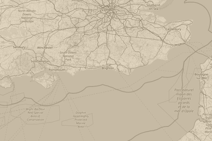 Map of the area around Hove, Sussex, centred on the reported position